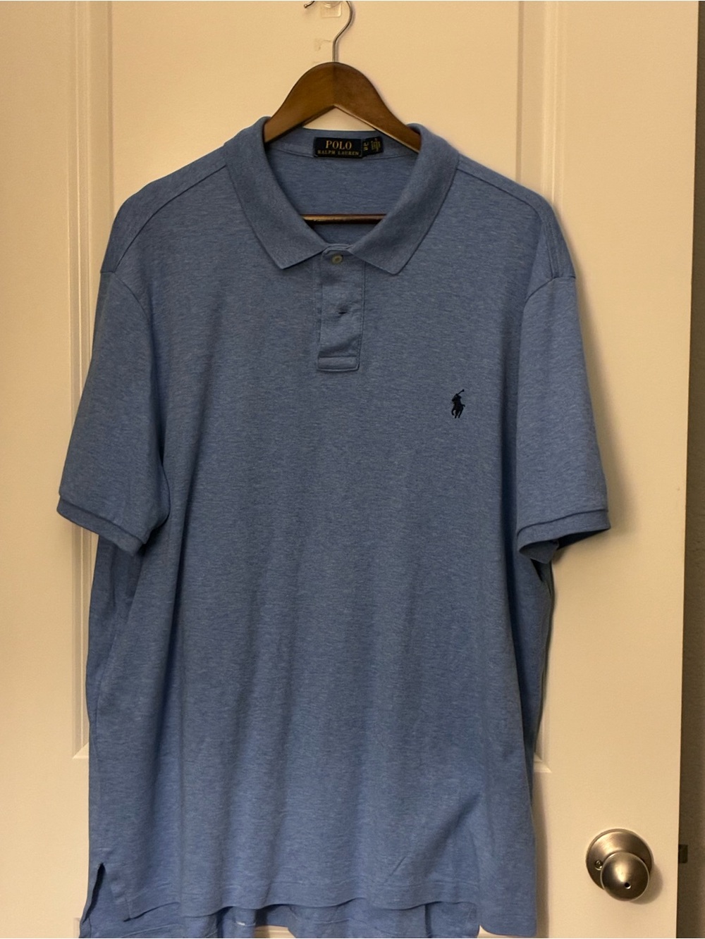 Polo by Ralph Lauren Heathered Light Blue Short-Sleeve Polo with Navy Logo